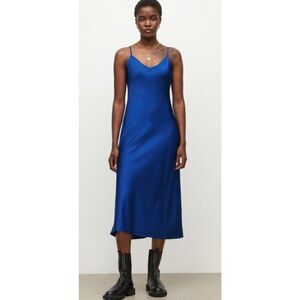 ALL SAINTS Bryony Slip Midi Dress in Royal Blue NWT Size 0